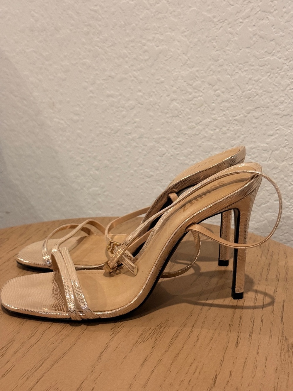 SCHUTZ Metallic Nude Strappy‎ High Heel Sandals